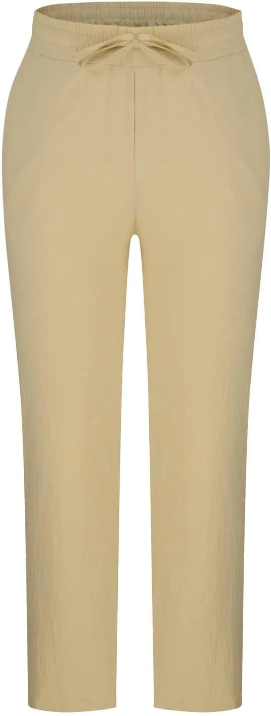 Linen Pants Men,Lightweight Drawstring Mens Casual Pants Relaxed Fit Summer Beach Trousers with Pockets
