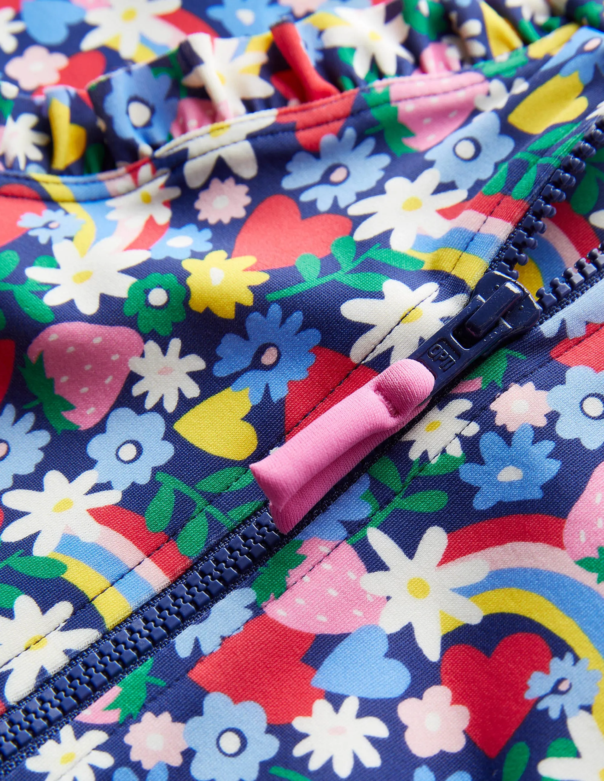 Long Sleeve Frilly Swimsuit-Starboard Rainbow Ditsy