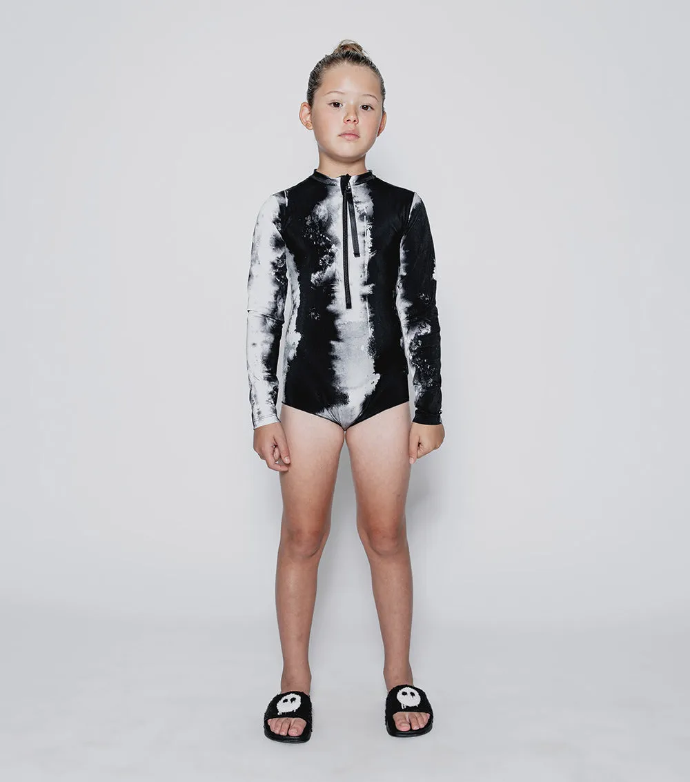 long sleeved tie dye swimsuit