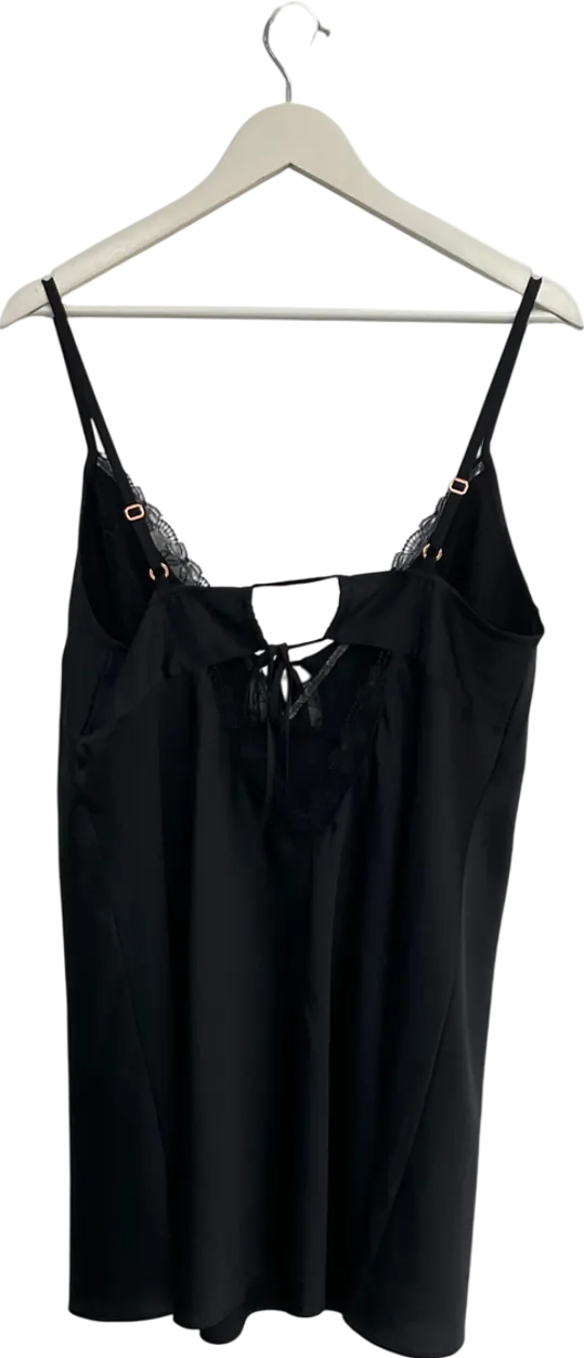 Lounge Underwear Black Satin Slip Dress UK XXL