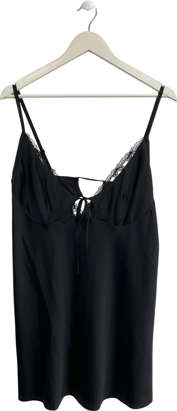 Lounge Underwear Black Satin Slip Dress UK XXL
