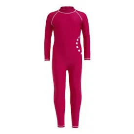 Magenta/ white long-sleeved all-in-one swimsuit