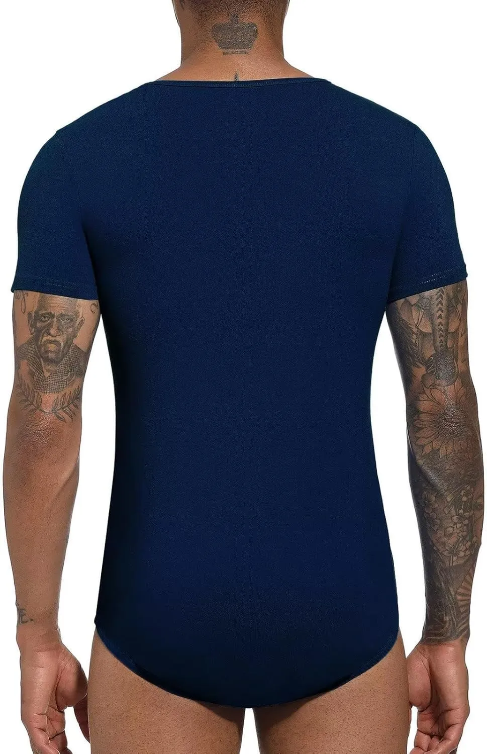 Men Short Sleeve Bodysuit Pajama Bodysuit One Piece Pajamas Rompers Basic Onesie