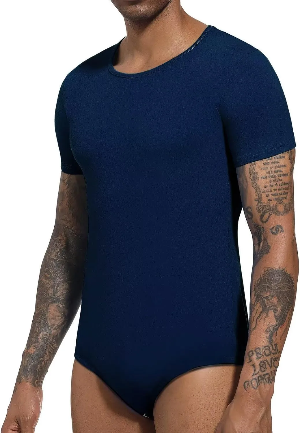 Men Short Sleeve Bodysuit Pajama Bodysuit One Piece Pajamas Rompers Basic Onesie