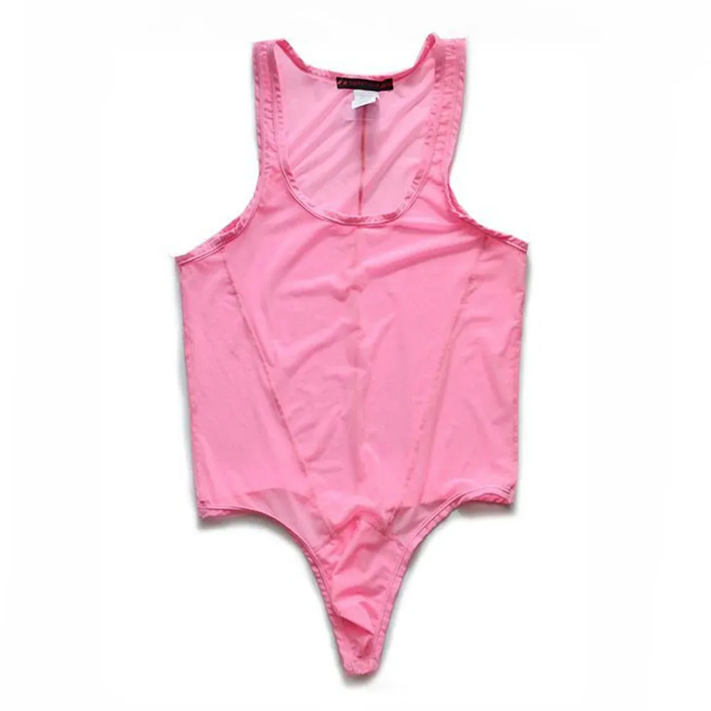 Mens Sexy  Perspective Jumpsuit Shaping Fitness Underwear