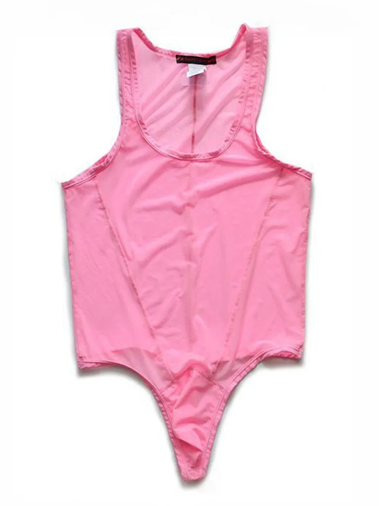 Mens Sexy  Perspective Jumpsuit Shaping Fitness Underwear