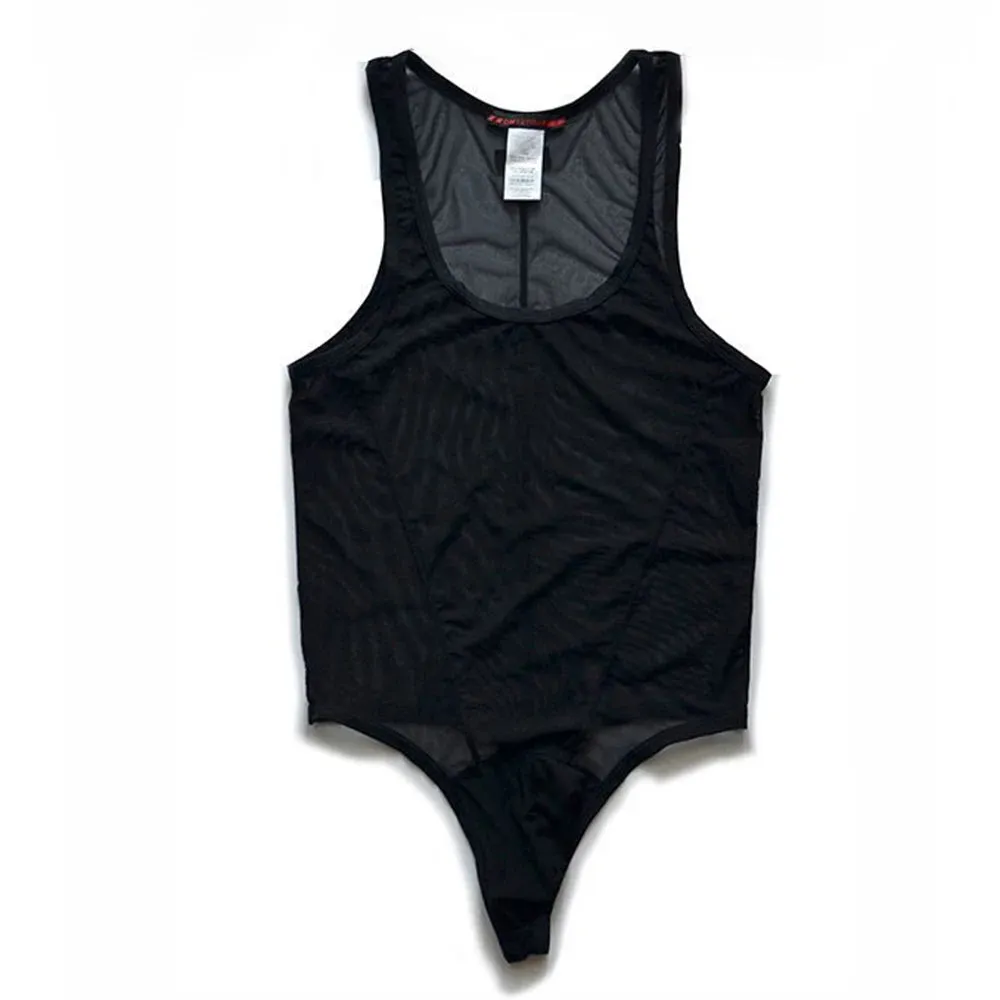 Mens Sexy  Perspective Jumpsuit Shaping Fitness Underwear