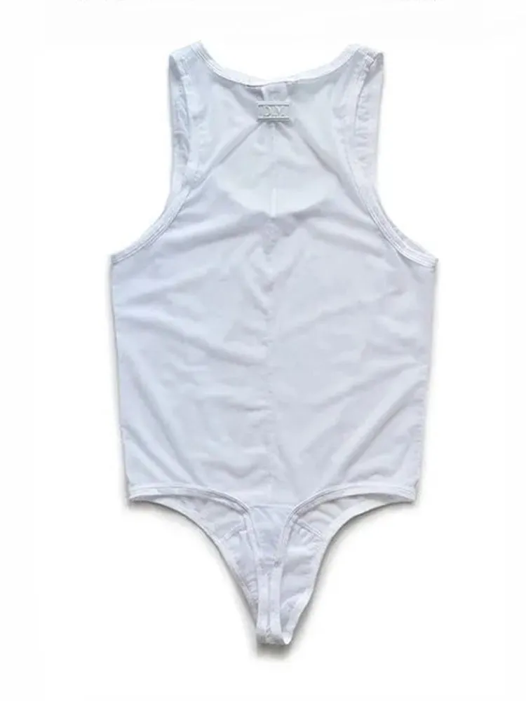 Mens Sexy  Perspective Jumpsuit Shaping Fitness Underwear