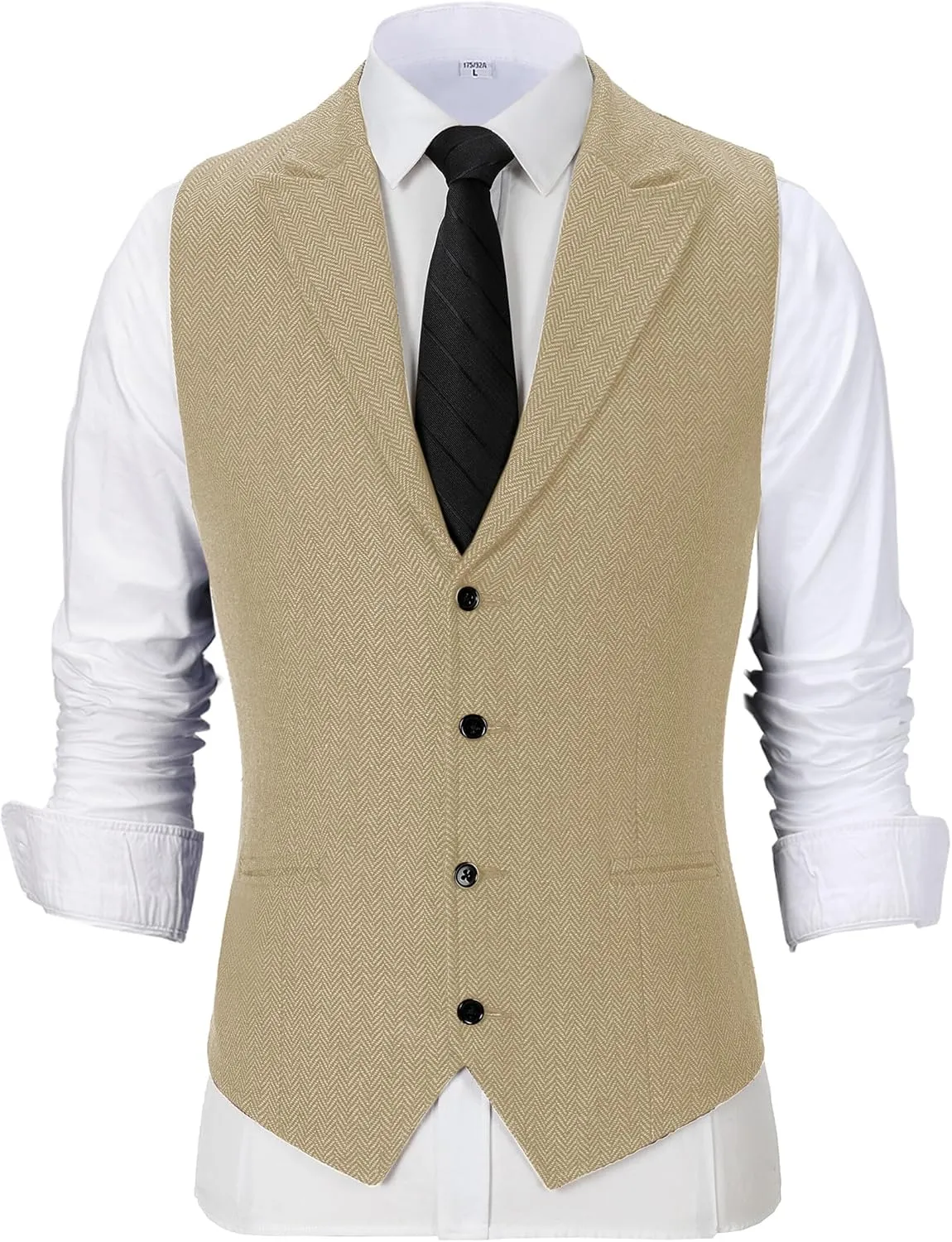 Men's Tweed Notch Lapel Suit Vintage Vest Herringbone Wool Prom Waistcoat Groomsmen XS-4XL