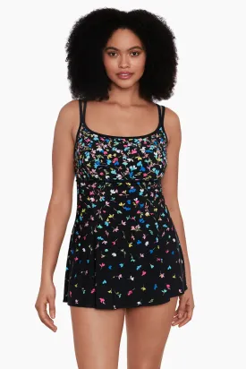 Mucho Floral Long Torso Empire Princess Seam Swim Dress