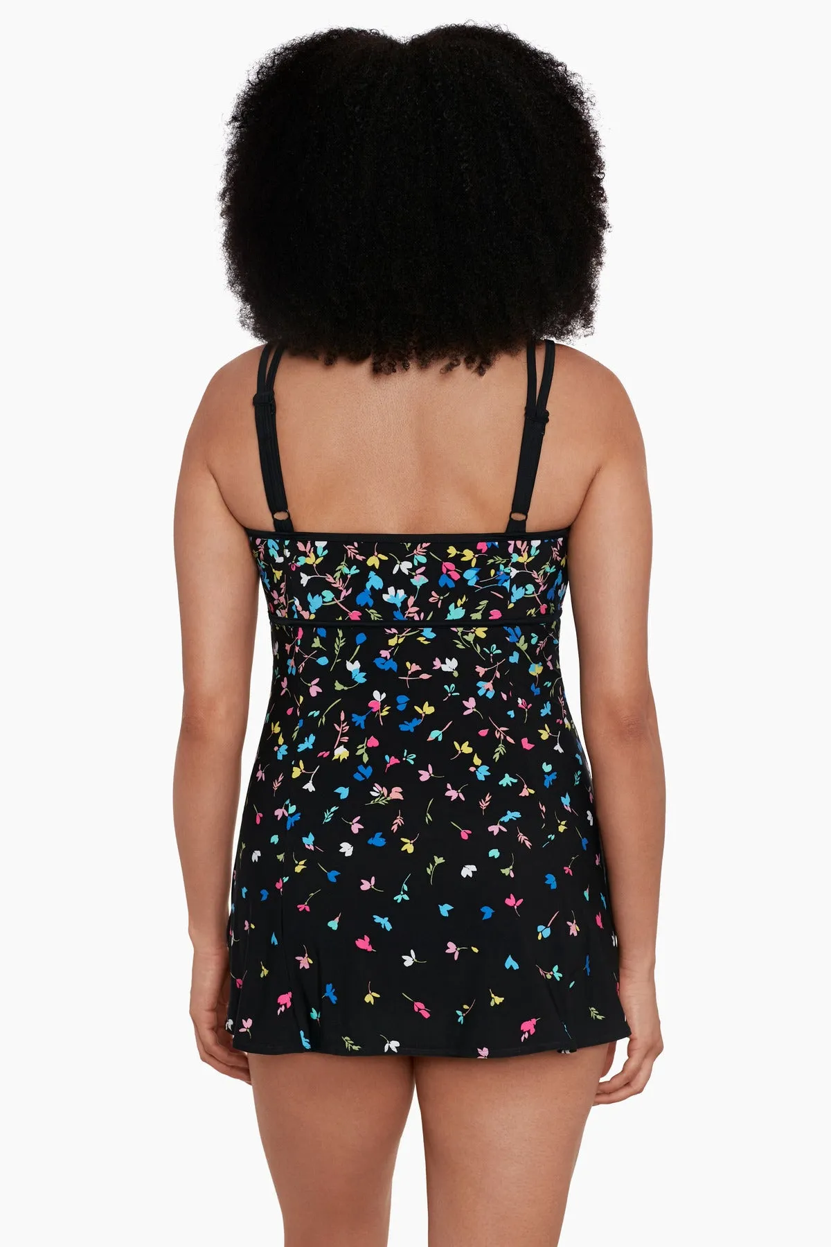 Mucho Floral Long Torso Empire Princess Seam Swim Dress