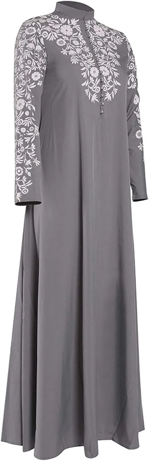 Muslim Abaya Dresses for Women V Neck Kaftan Islamic Prayer Robe Embroidered Floor Dress Eid Thobe Evening Dresses