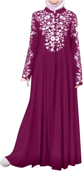 Muslim Abaya Dresses for Women V Neck Kaftan Islamic Prayer Robe Embroidered Floor Dress Eid Thobe Evening Dresses