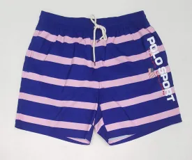 Nwt Polo Ralph Lauren Royal  Pink Striped Polo Sport Swim Trunks