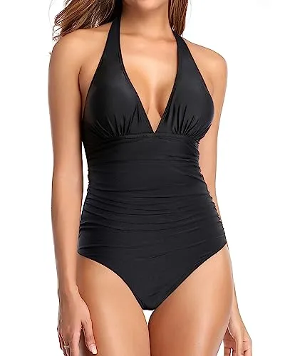One Piece Tummy Control Halter Swimsuits