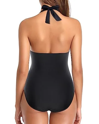 One Piece Tummy Control Halter Swimsuits