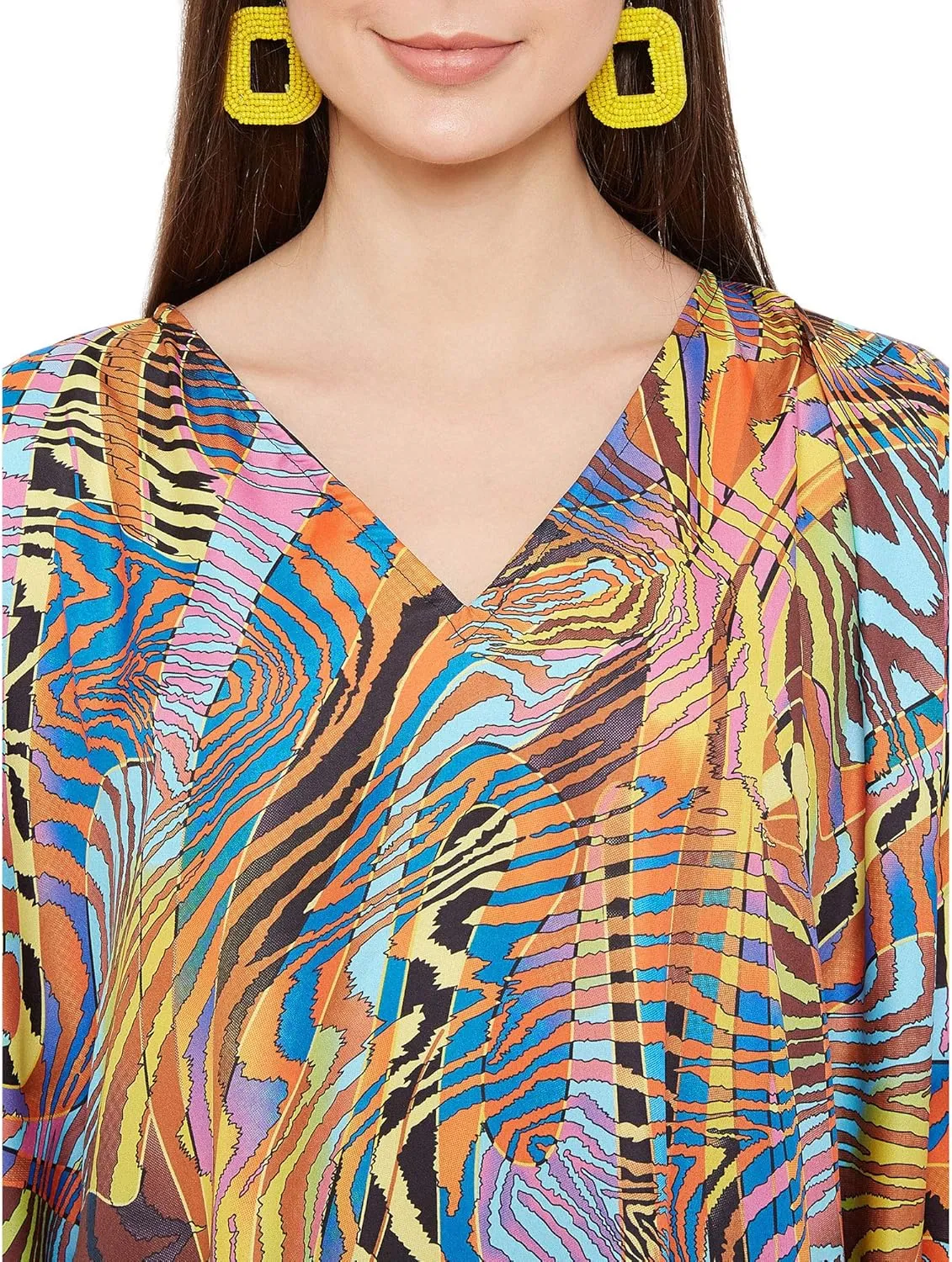 Oussum Women Plus Size Kaftans Kimono Polyester Dresses Loose Caftan Dress Ladies Evening Casual Long Maxi