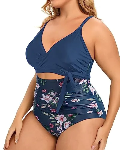 Plus Size High Waisted One Piece Cutout Swimsuits