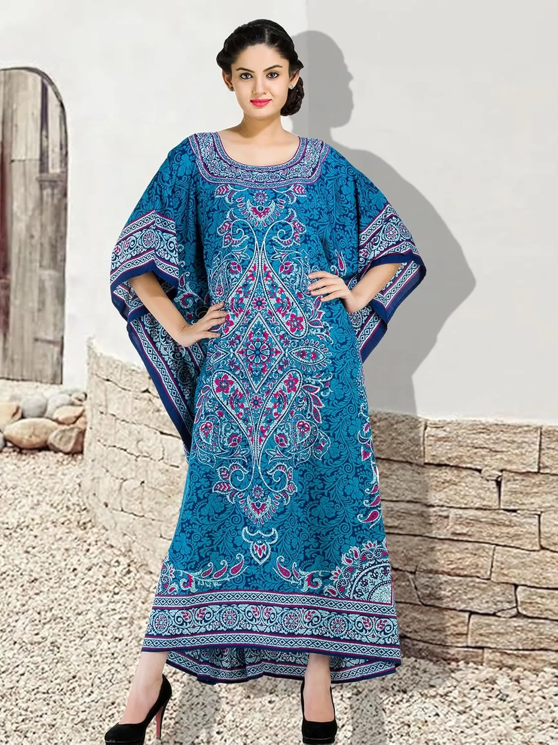 Plus Size Kaftan Dress Tunic Long Maxi Kimono Caftan Gown Nightdress Beach Party Casual Dress