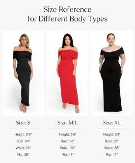 Popilush Shapewear Formal Dresses for Women Wedding Guest Off The Shoulder Maxi Dress Sleeveless Bodycon Long Prom Dress Black