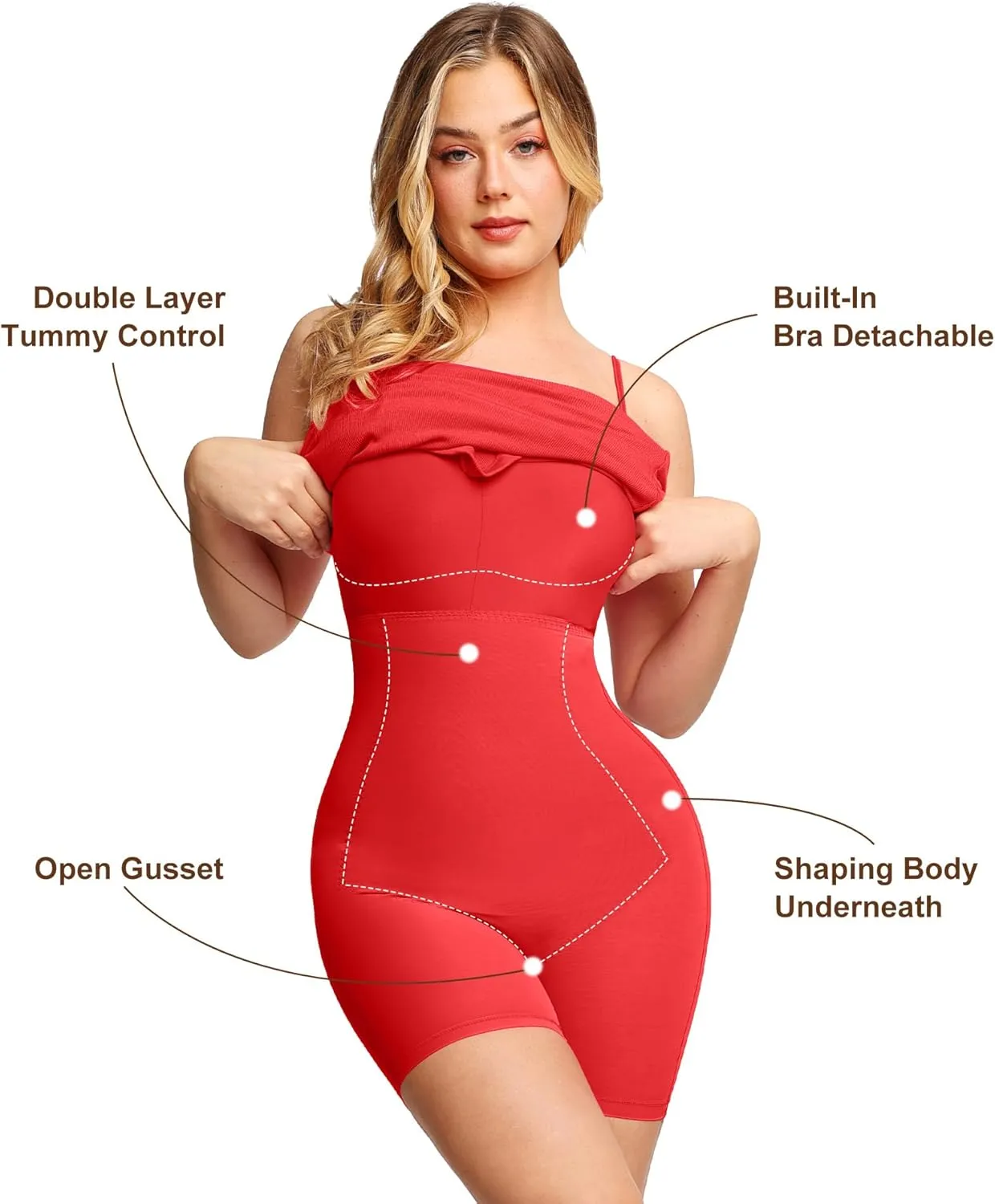 Popilush Summer Dresses for Women 2025 - Club Dress Cocktail Shapewear Mini Dress Spaghetti Straps Dinner Date Night Bodycon