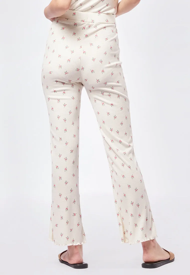 Printed Flare Rib Pants