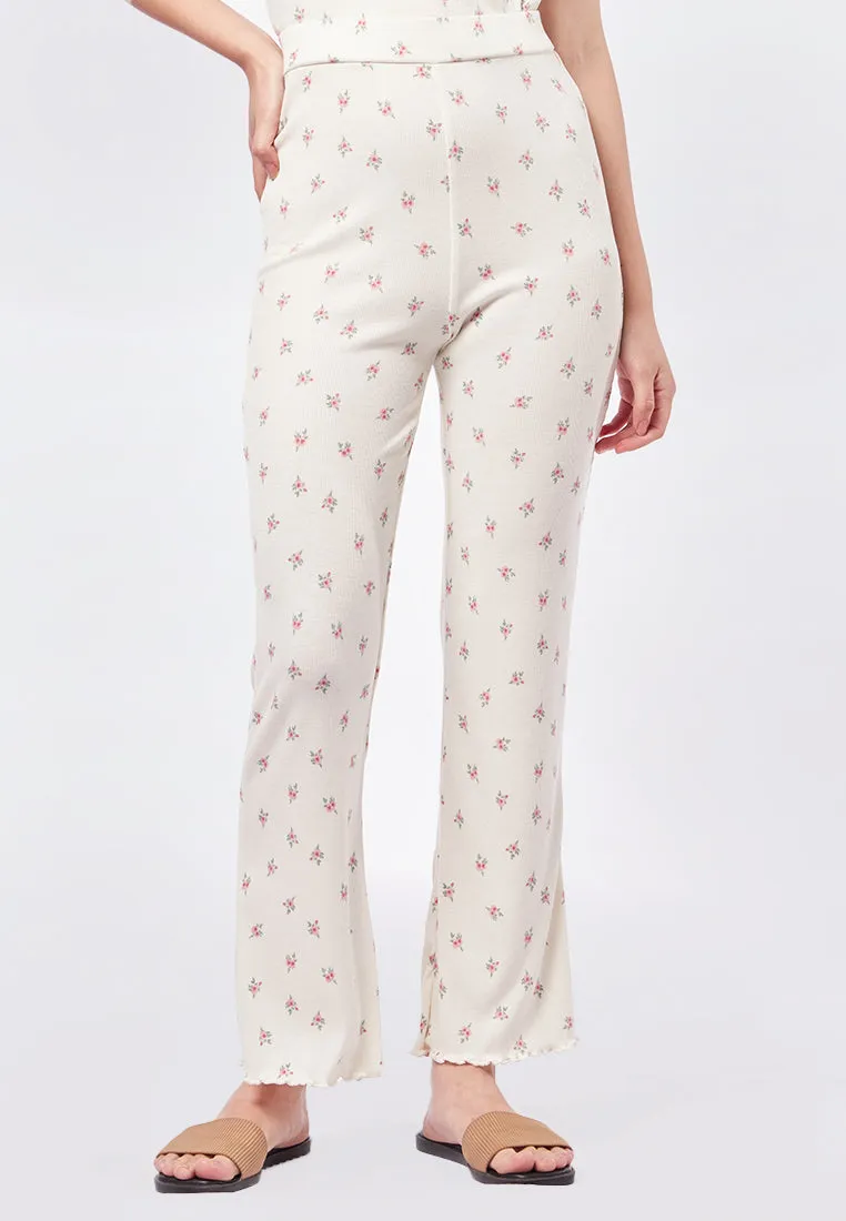 Printed Flare Rib Pants