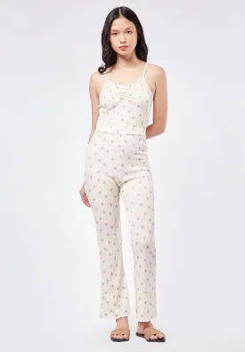 Printed Flare Rib Pants