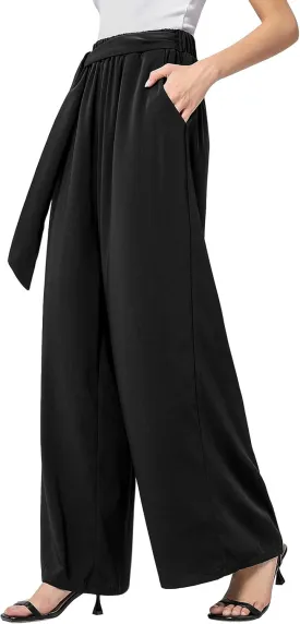 QIANXIZHAN Women's Wide Leg Pants, High Waisted Palazzo Pants Dressy Summer Flowy Casual Lounge Work Dress Pants Trousers WL