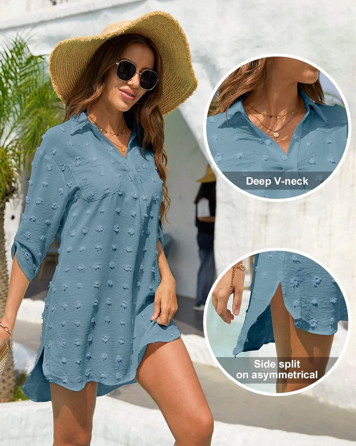 QUCH Swimsuit Coverup for Women,Beach Coverup Dresses Bathing Suit Cover Ups for Swimwear Women Swim Shirt