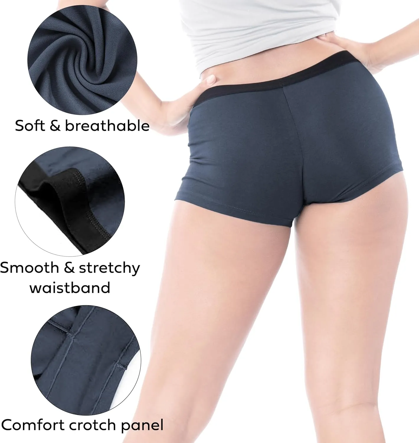 Sexy Basics Women's 6 Pack & 12 Pack Active Boy Short - Boxer Brief Cotton-Stretch Panties