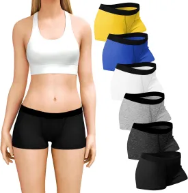 Sexy Basics Women's 6 Pack & 12 Pack Active Boy Short - Boxer Brief Cotton-Stretch Panties