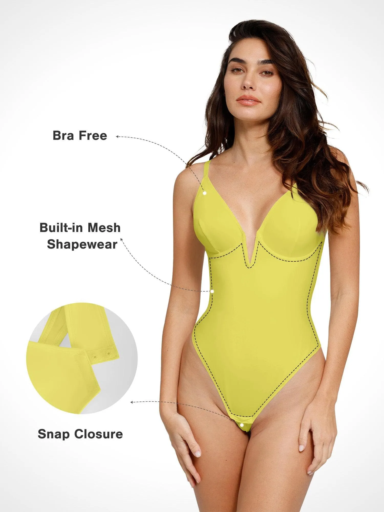 Shapewear Deep V-Neck Low Back Sculpting Thong Bodysuit