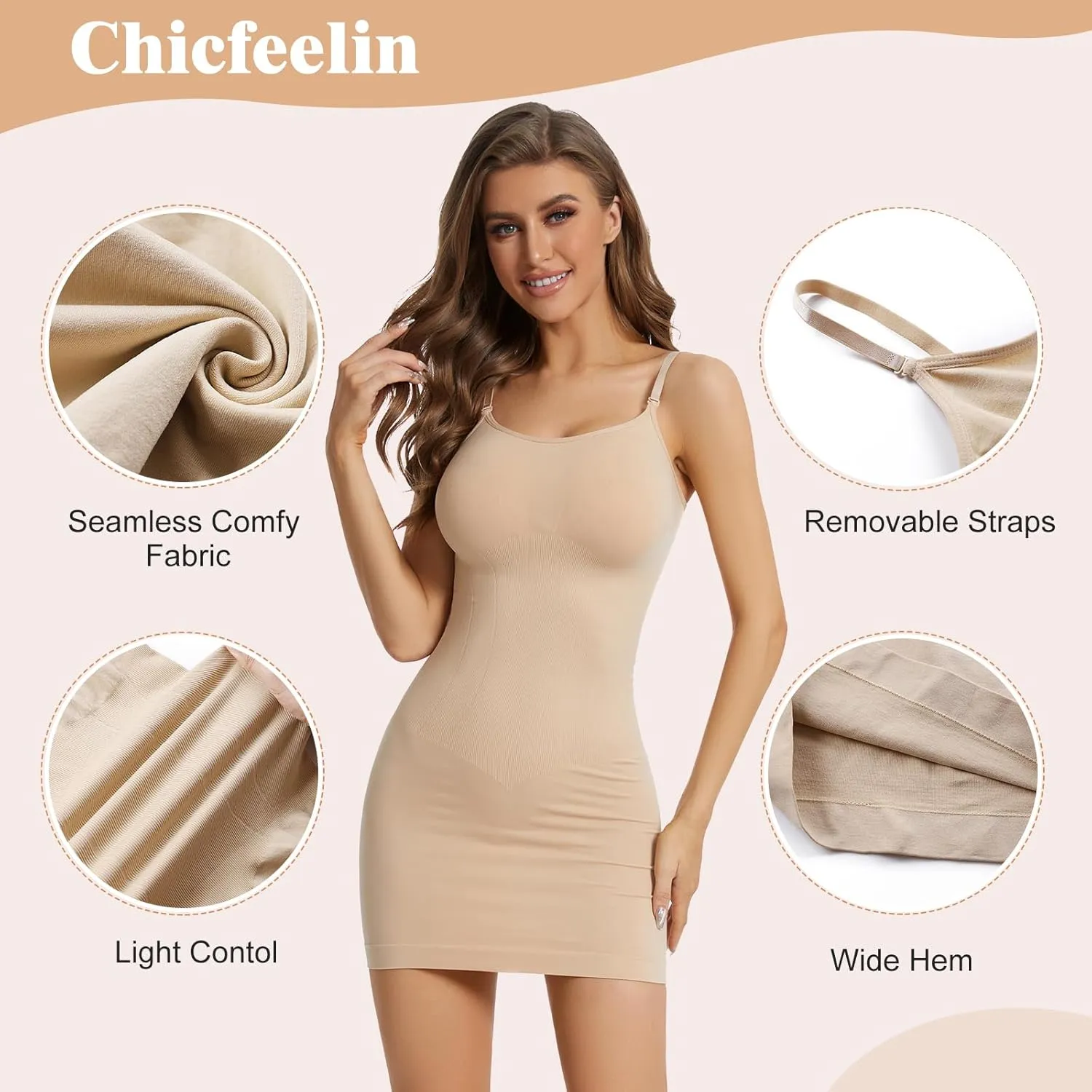 Shapewear Dress Full Slip Dress for Women Tummy Control Full Slip