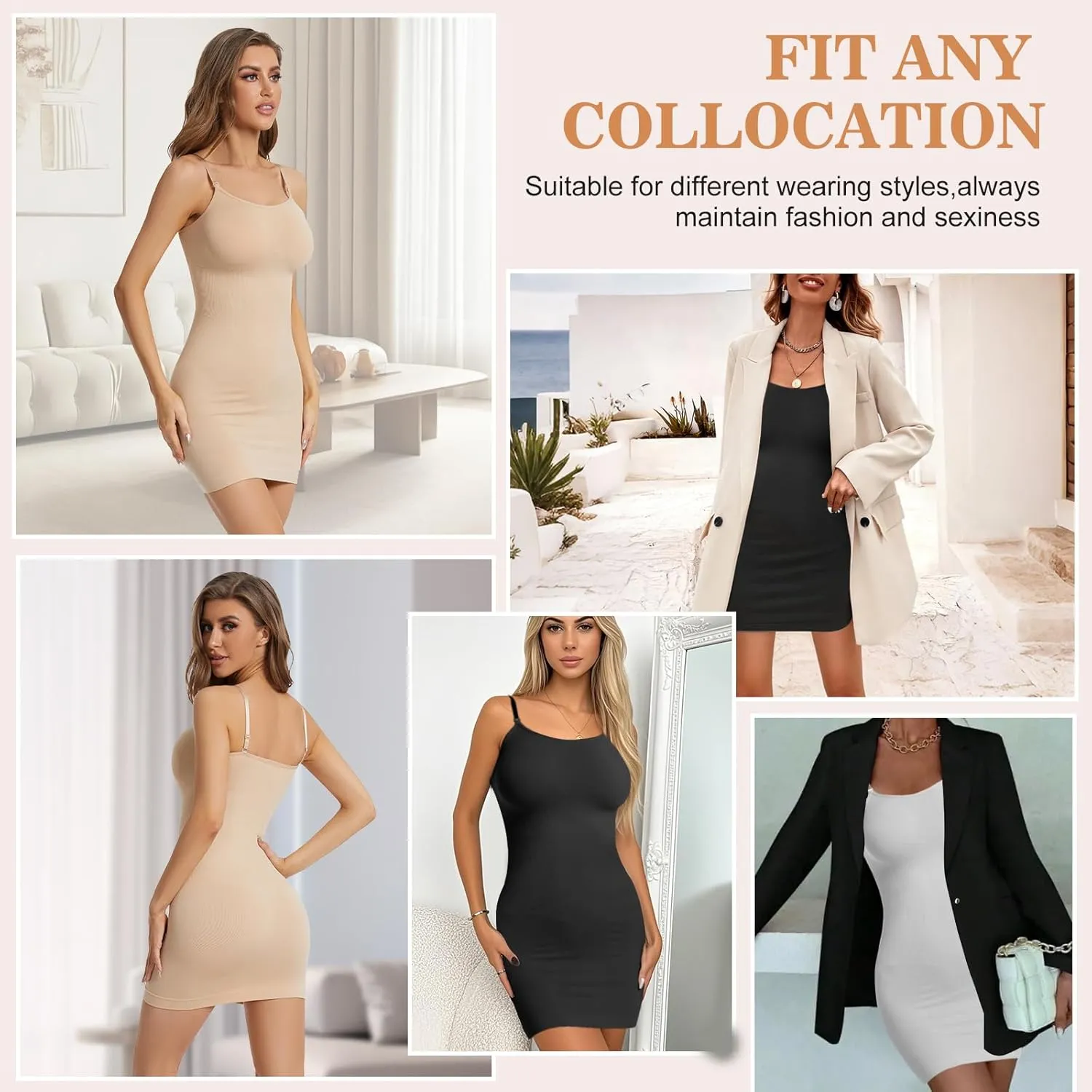 Shapewear Dress Full Slip Dress for Women Tummy Control Full Slip