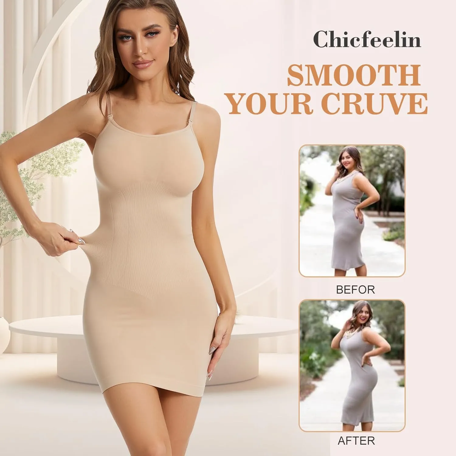 Shapewear Dress Full Slip Dress for Women Tummy Control Full Slip