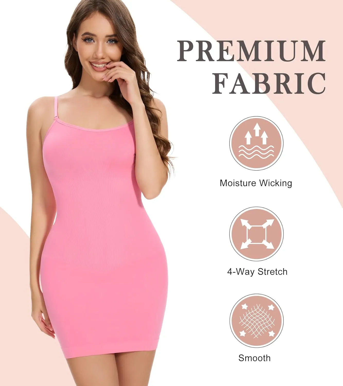 Shapewear Full Slip for Women Tummy Control Body Shaper Adjustable Spaghetti Strap Mini Dress for Under Dresses