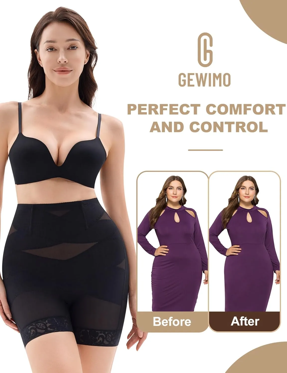 Shapewear Tummy Control Lace Shapewear Shorts High Waisted Butt Lifting Body Shaper Thigh Slimmer Panties Girdle Underwear
