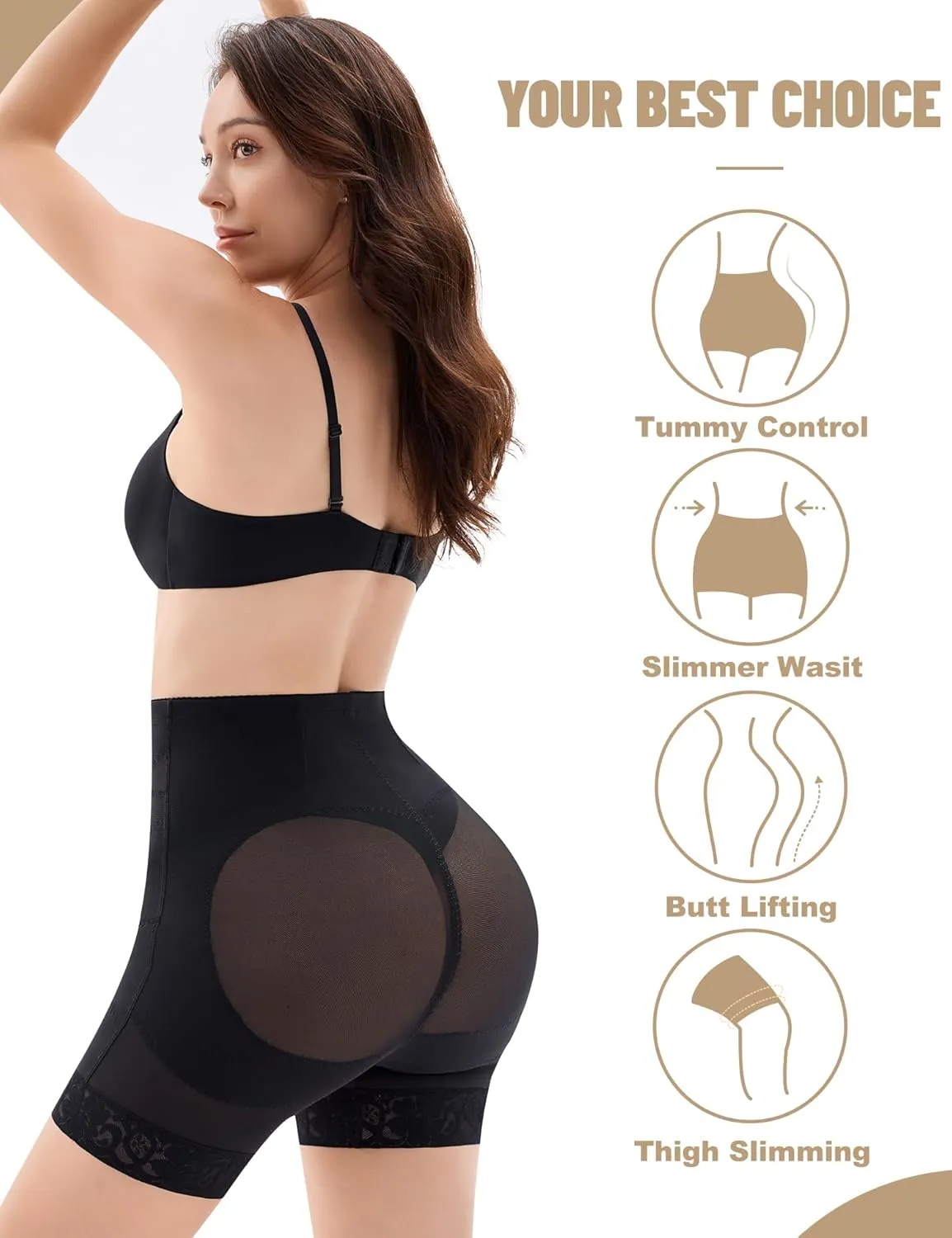 Shapewear Tummy Control Lace Shapewear Shorts High Waisted Butt Lifting Body Shaper Thigh Slimmer Panties Girdle Underwear