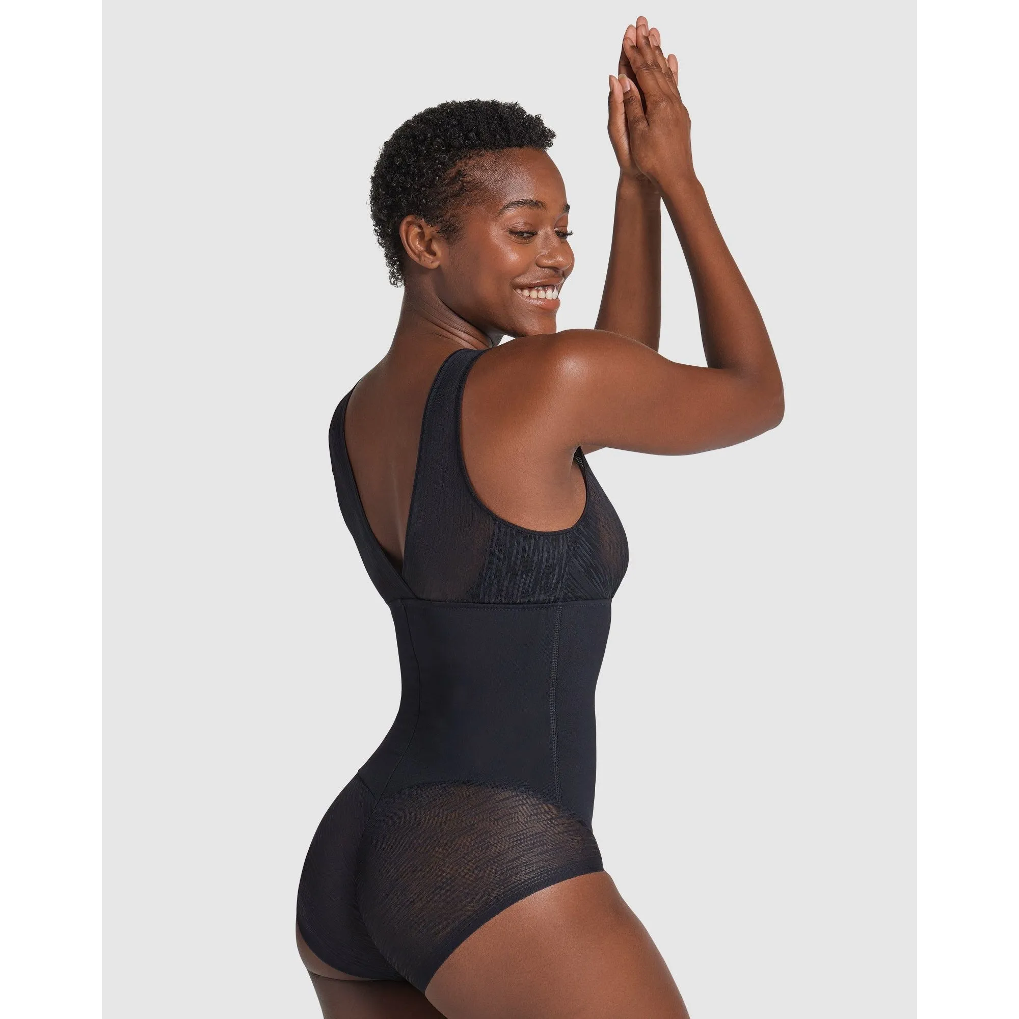 Sheer Stripe Detail Wirefree Sculpting Bodysuit