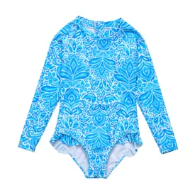Snapper Rock Santorini Blue Long Sleeve Surf Suit G60041L - Blue