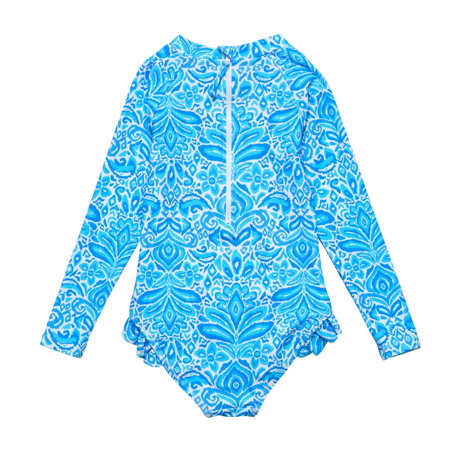 Snapper Rock Santorini Blue Long Sleeve Surf Suit G60041L - Blue