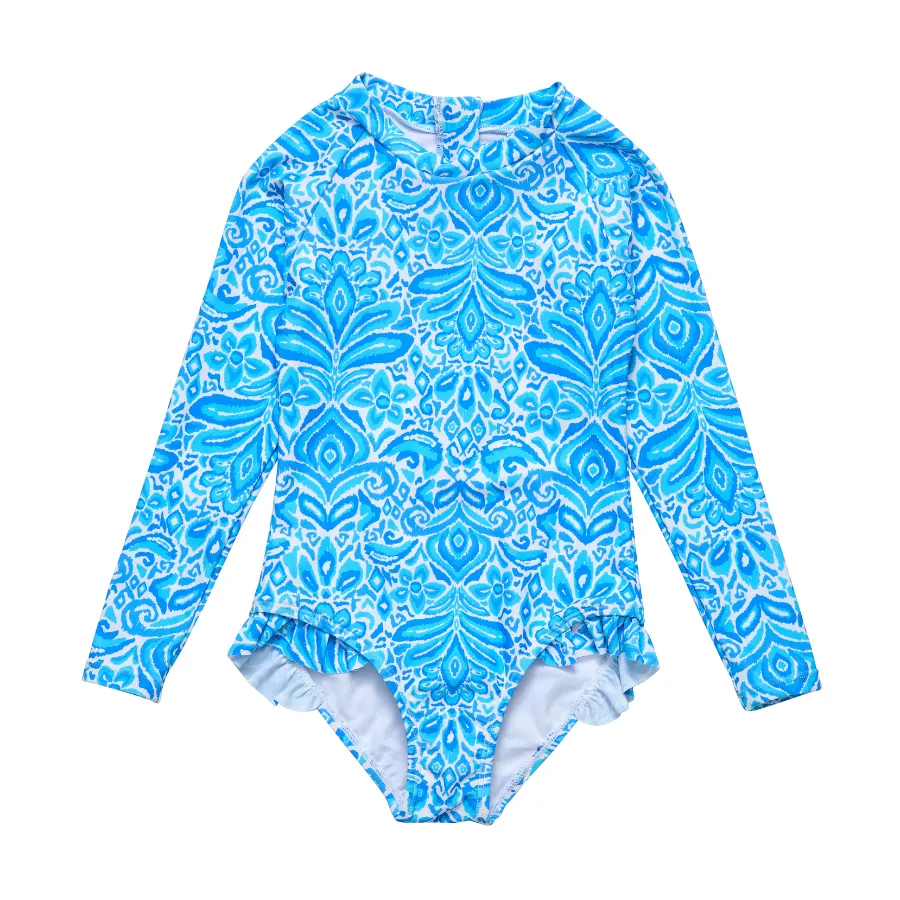 Snapper Rock Santorini Blue Long Sleeve Surf Suit G60041L - Blue