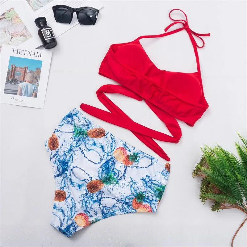Summer Dream Blue Wrap and Floral Bikini