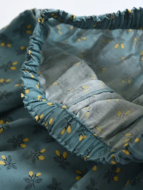 Vintage Floral Printed Long Pajama Pants