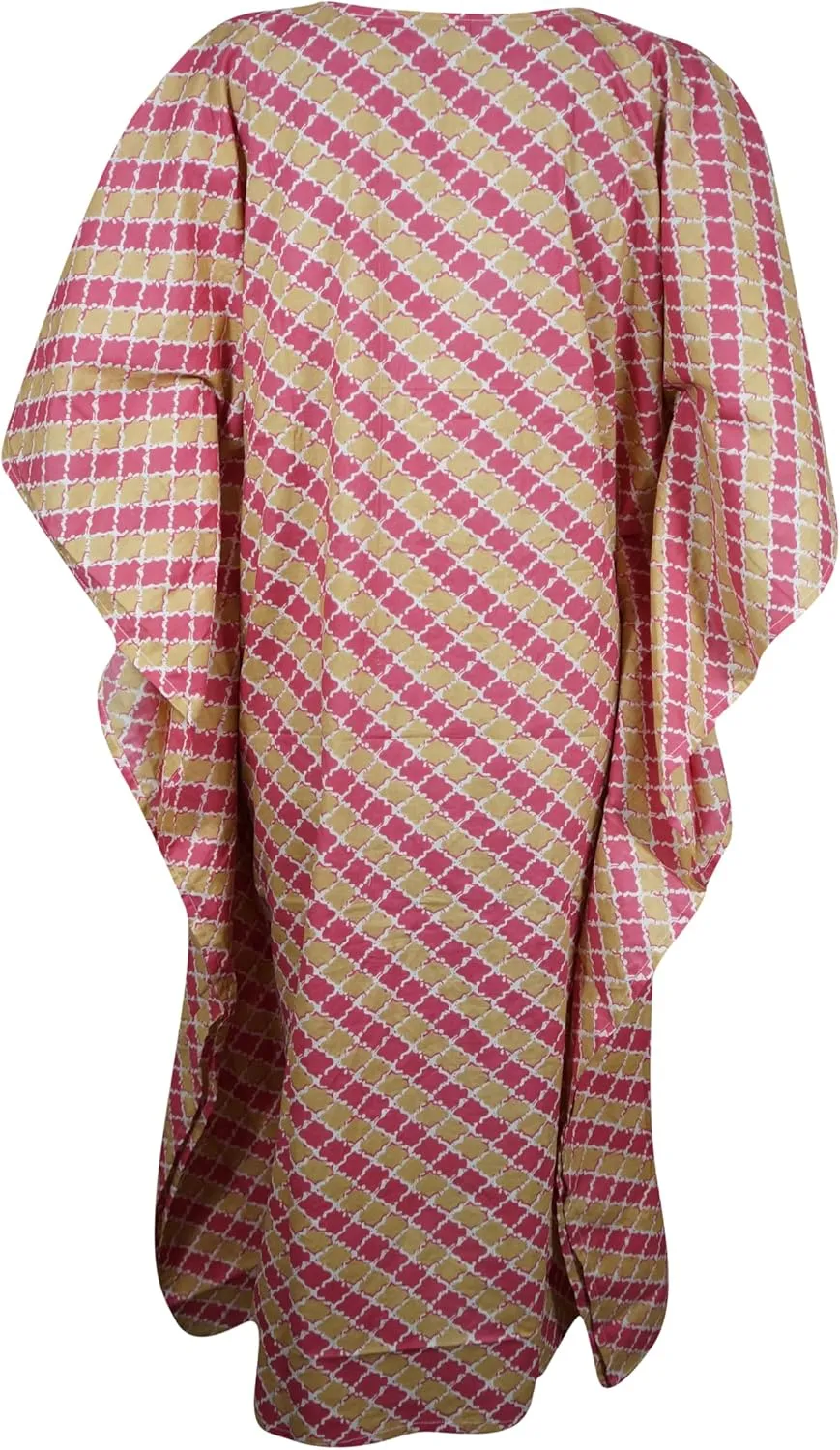 Womens Kaftan Midi Dress Cotton Printed Swim Coverup Summer Caftan S/M/L