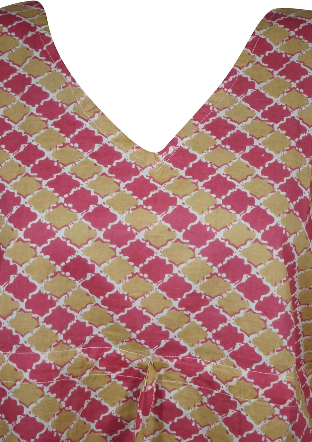 Womens Kaftan Midi Dress Cotton Printed Swim Coverup Summer Caftan S/M/L