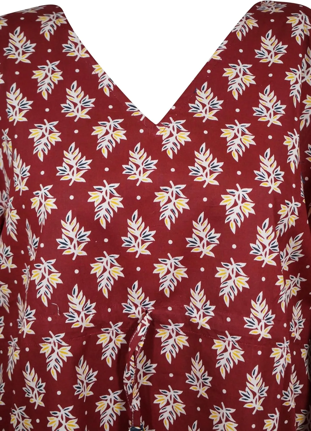 Womens Kaftan Midi Dress Cotton Printed Swim Coverup Summer Caftan S/M/L