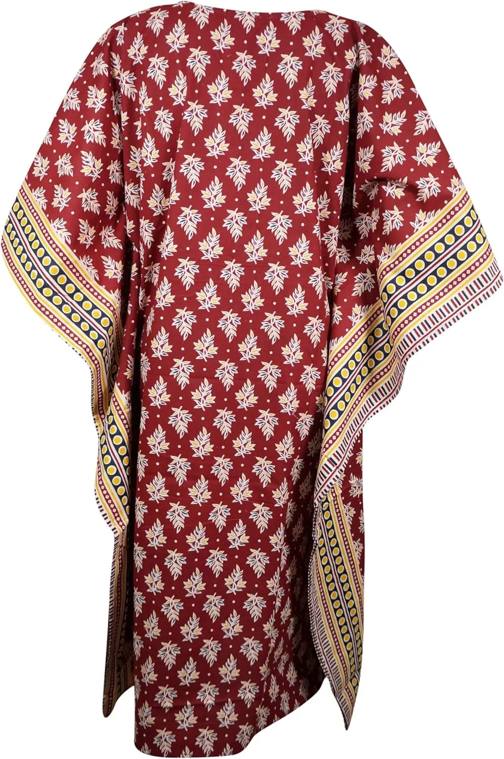 Womens Kaftan Midi Dress Cotton Printed Swim Coverup Summer Caftan S/M/L
