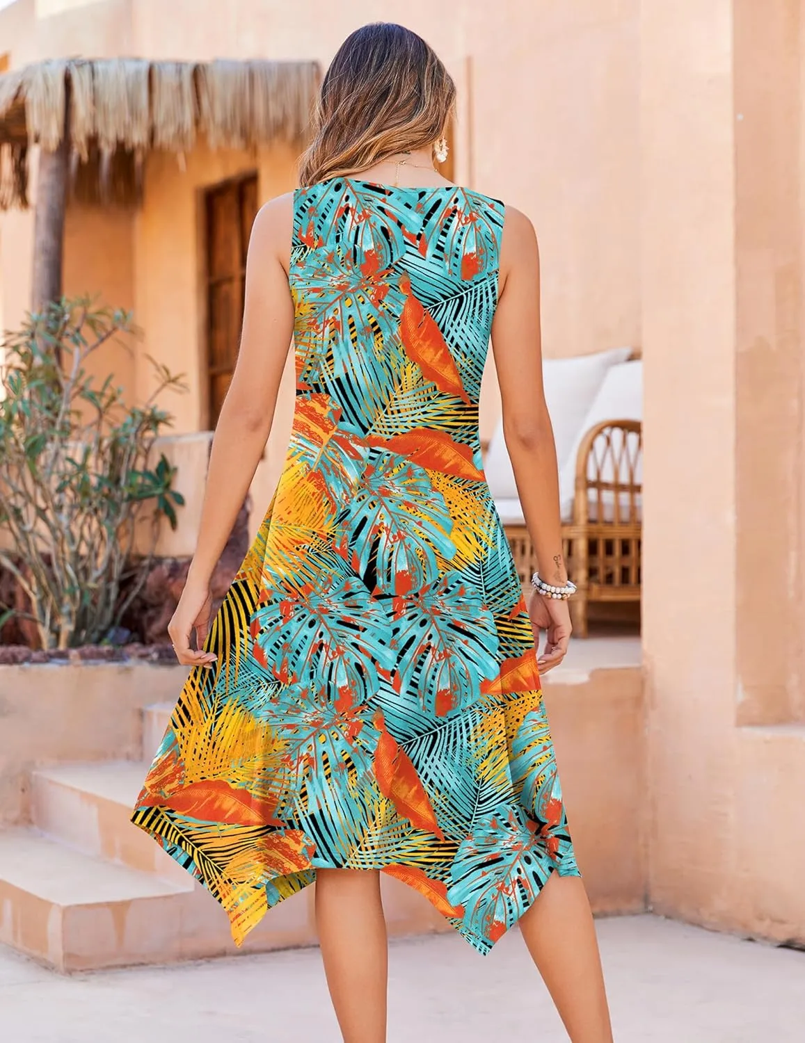 Zeagoo Womens Casual Dress for Summer Tank Dress Loose Flowy Beach Dress with Pockets Hankerchief Flare Midi Sundress 2025